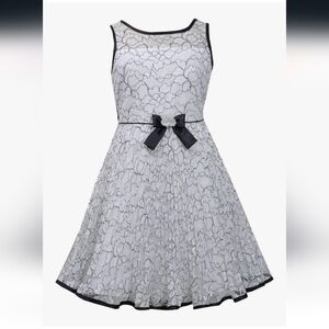 Bonnie Jean White and Black Floral Lace Dress Sz 7